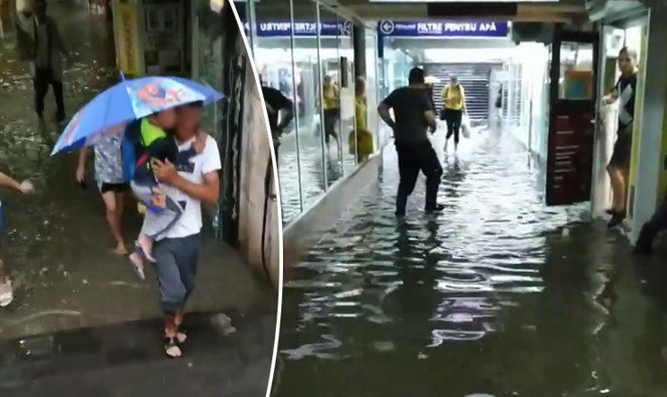 В центре Кишинева затопило подземный переход.