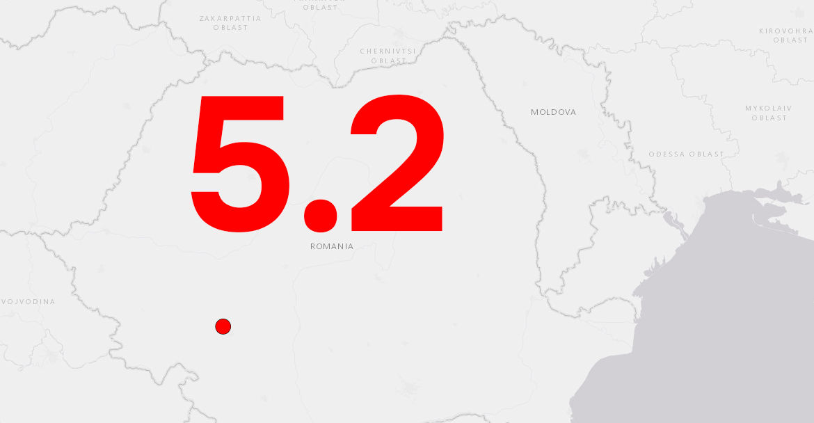 В Румынии произошло землетрясение магнитудой 5,2.
