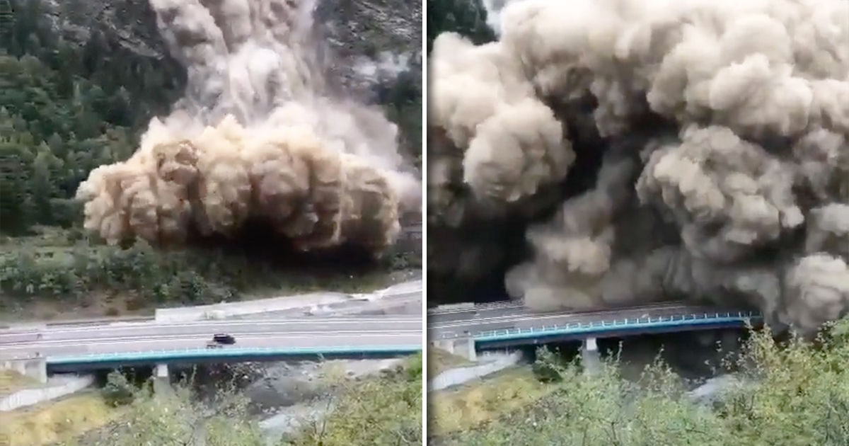 Во французской Савойе сняли на видео, как обвал рушит трассу и жд-пути. Коллаж Point.md.