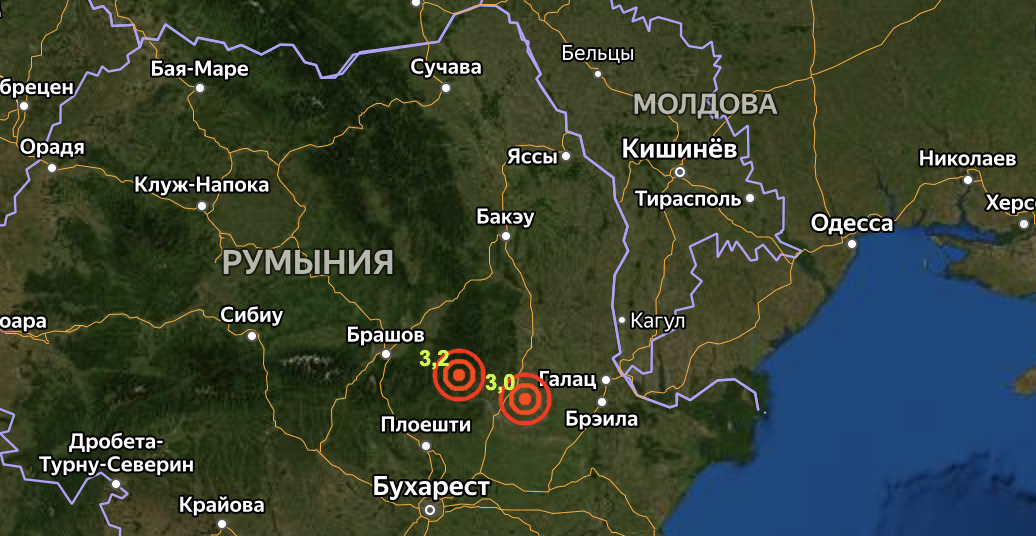 Вблизи Молдовы произошло два землетрясения.
