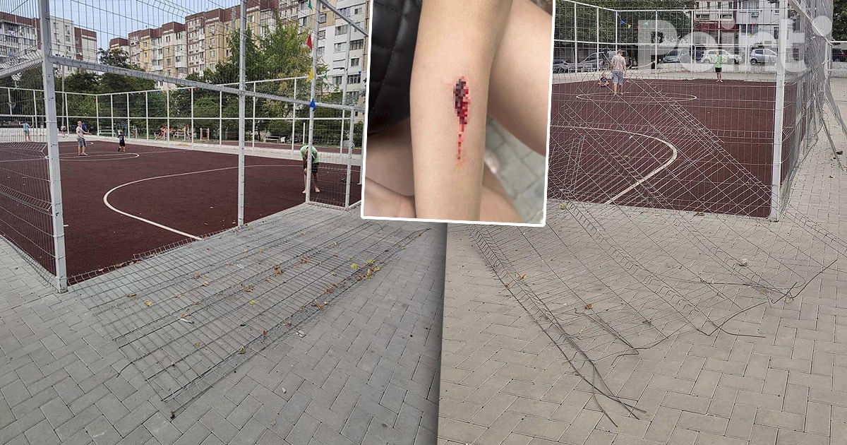Gardul unui teren de sport din sectorul Ciocana s-a prăbușit: Mai mulți copii ar fi fost răniți.