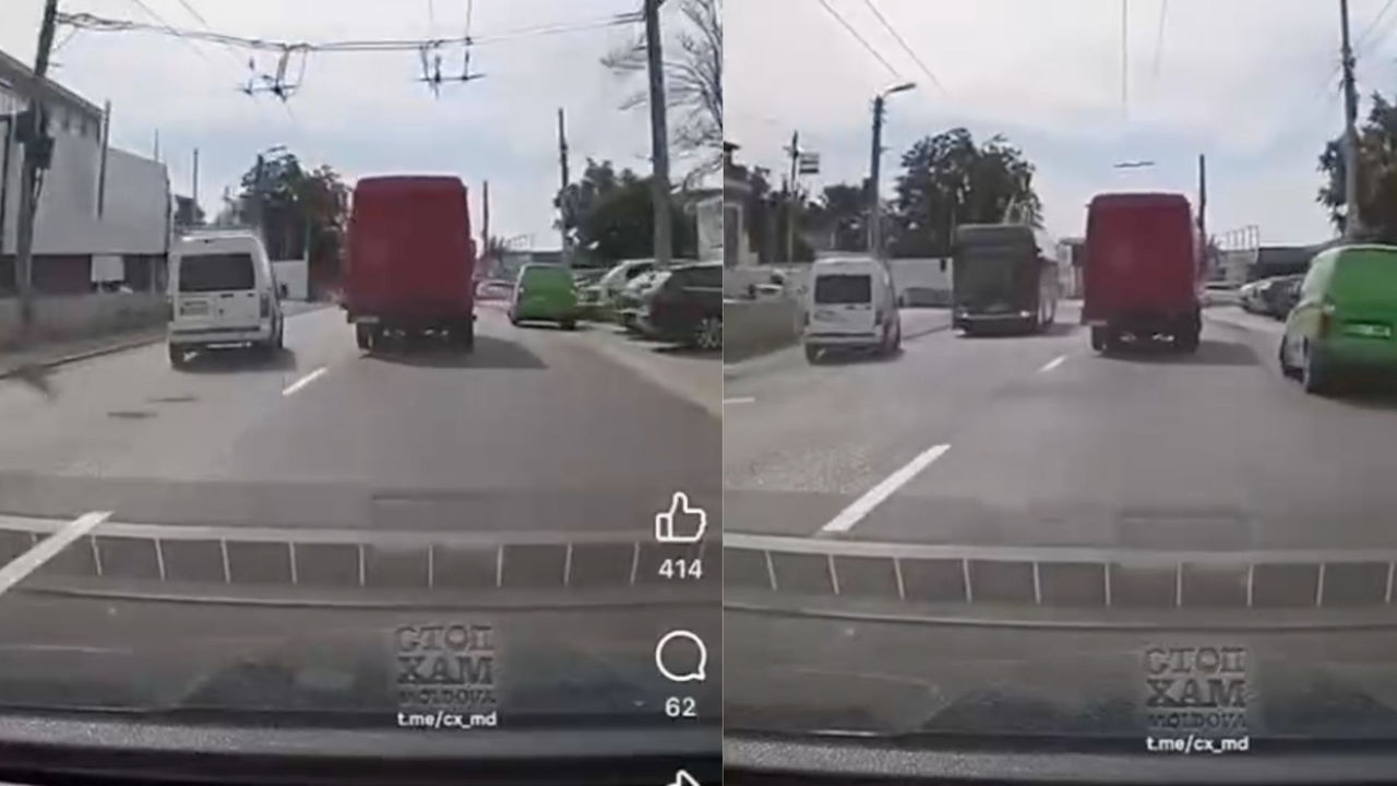В Кишиневе водитель устроил опасный обгон по встречке: у него изъяли права.