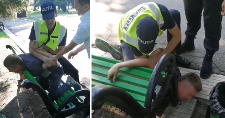 Задержание агрессивного хулигана в столице попало на видео. Коллаж Point.md.