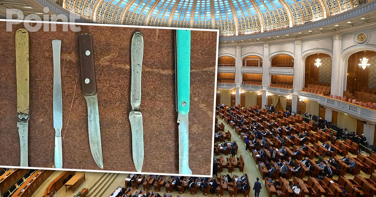 O moldoveancă, prinsă cu șase cuțite la intrarea în Palatul Parlamentului României.