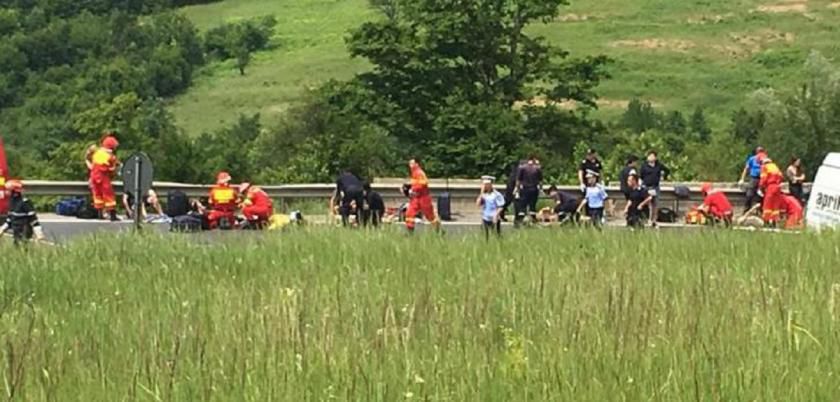 Patru decedați după ce un microbuz plin cu copii s-a răsturnat în România. Foto: digi24.ro