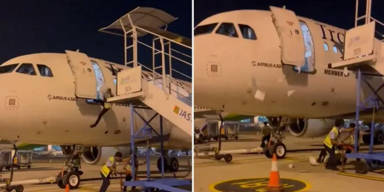Мужчина выпал из самолета Airbus A320, когда убирали трап.