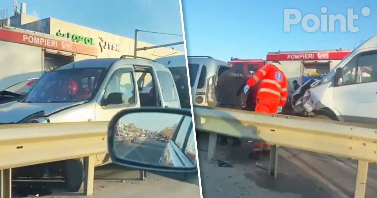 Accident în lanț la Stăuceni: Pompierii și ambulanța au intervenit la fața locului.