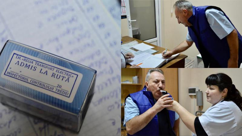 Водители троллейбусов и кондукторы проходят проверку перед сменой.