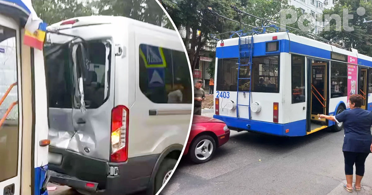 Un troleibuz a lovit o mașină în Capitală. O pasageră a ajuns la spital.