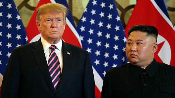 Президент США Дональд Трамп, глава КНДР Ким Чен Ын.