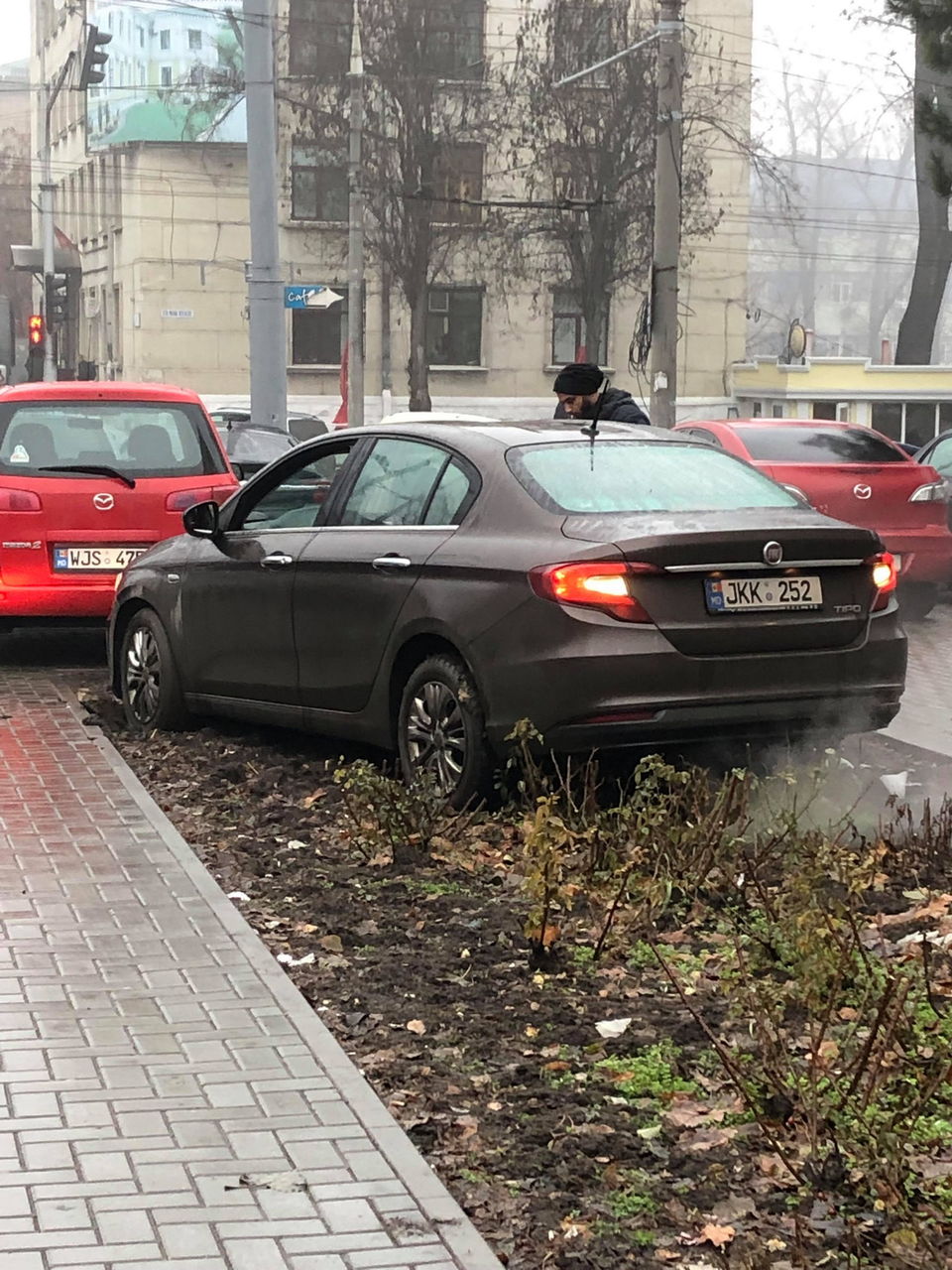 Студент ГУМФ припарковался в клумбе.