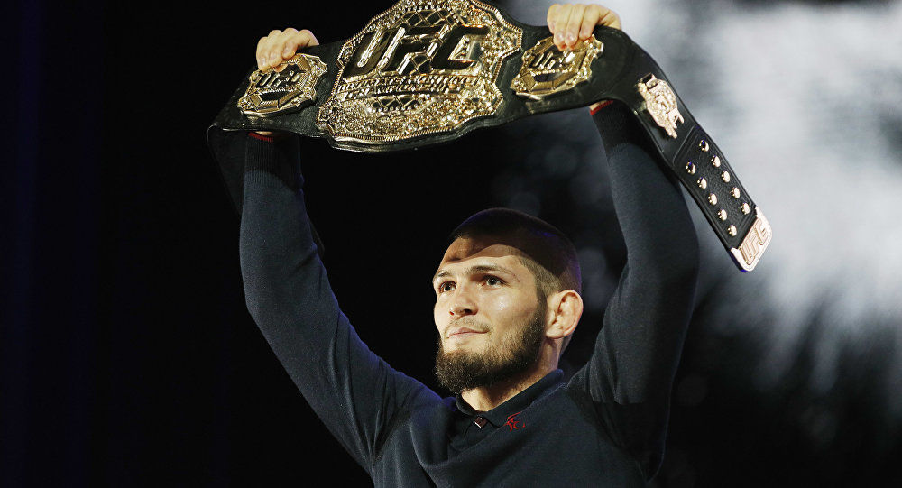 Чемпион Абсолютного бойцовского чемпионата (UFC) Хабиб Нурмагомедов.