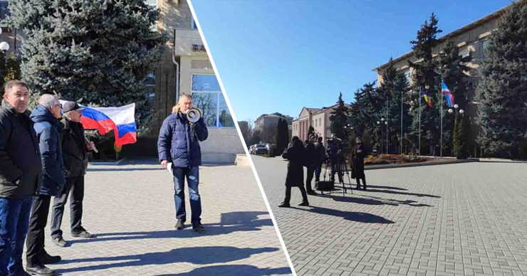 Митинг в Комрате: по призыву организаторов не пришел ни один человек. Коллаж: Point.md