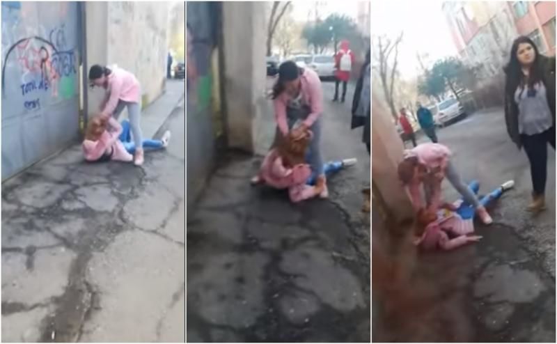 România: Bătaie între două eleve de liceu, în plină stradă. Foto: digi24.ro