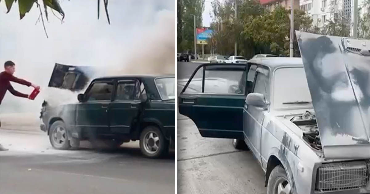 В Тирасполе на ходу загорелись “Жигули”. Коллаж: Point.md