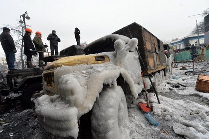 Баррикады в центре Киева, 21 января 2014 года. Фото: Сергей Супинский / AFP