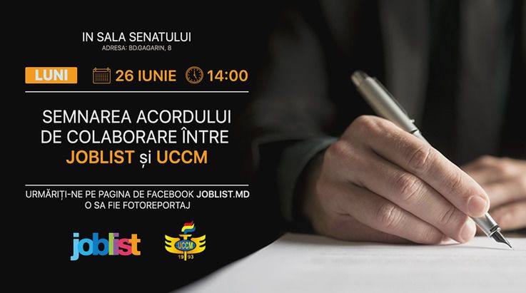 UCCM și Joblist au semnat un acord cu privire la parteneriatul informațional