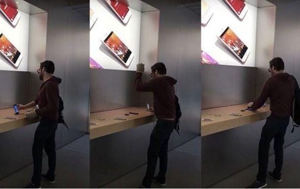 В Париже разъяренный покупатель разгромил Apple Store.