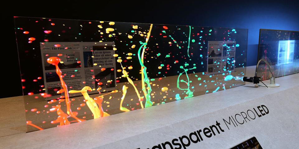 Samsung показала прозрачные экраны MicroLED для телевизоров.