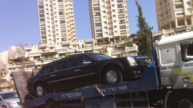 Limuzina lui Obama, s-a defectat în Israel pentru că a fost alimentată cu motorină în loc de benzină. 