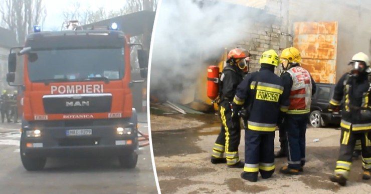 Пять пожарных бригад тушили пожар в здании столичного автосервиса. Фото: Point.md.