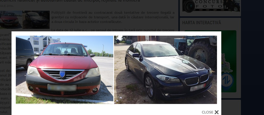Mașini căutate de Interpol și cu acte falsificate, reținute la frontieră. Foto: border.gov.md