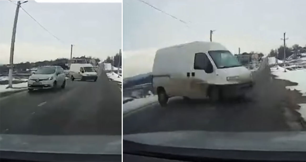 Un microbuz a ieșit pe contrasens la Băcioi: Accidentul a fost evitat.