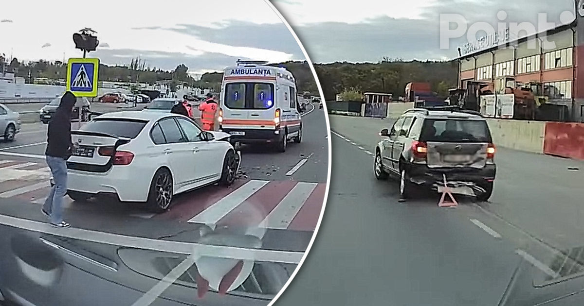 Accident la Trușeni: Un BMW și o Skoda s-au tamponat.