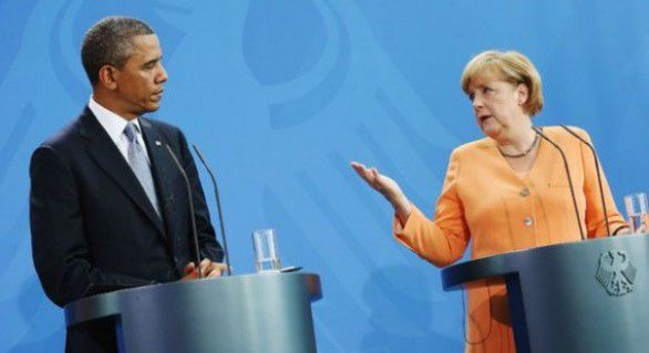Preşedintele Statelor Unite, Barack Obama, a sunat-o, marţi, pe Angela Merkel.