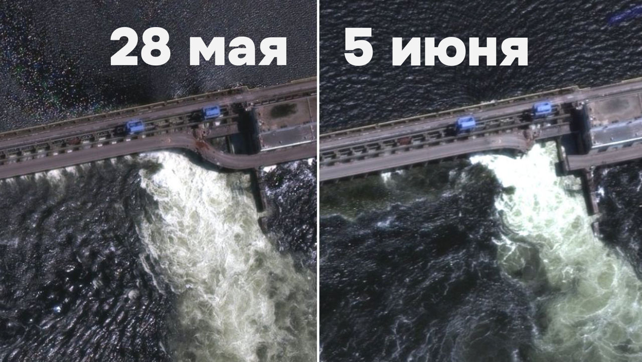 Спутниковые снимки от 28 мая и от 5 июня.