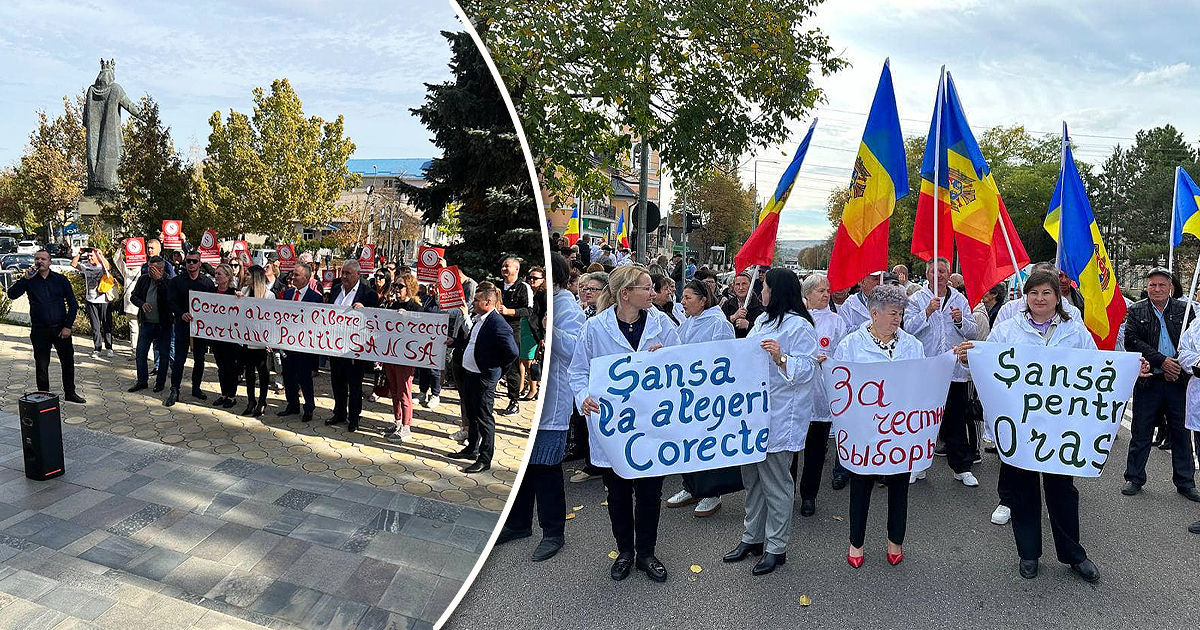 Партия “Шанс” провела марш "За честные выборы". Коллаж: Point.md