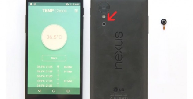 Termometru contactless integrat în smartphone.