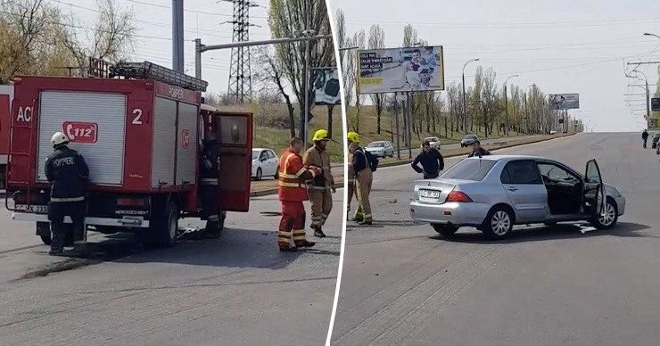 На Скиносах произошла авария: водитель не пропустил пожарную машину. Коллаж: Point.md