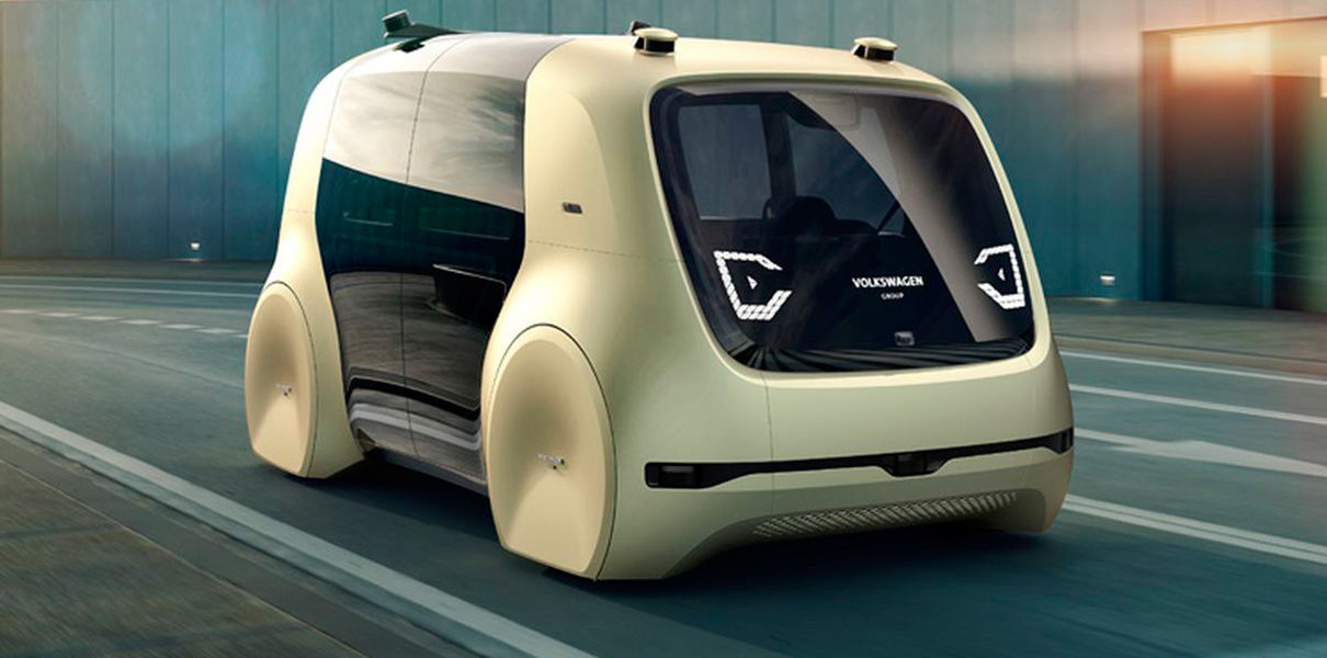 Volkswagen представил концепт беспилотного электромобиля.