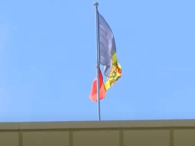 Над зданием молдавского парламента реет порванный флаг.
