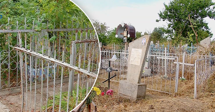 Сторожа объяснили кражи ограждений на кладбище в Комрате ростом цен на металл. Коллаж Point.md.