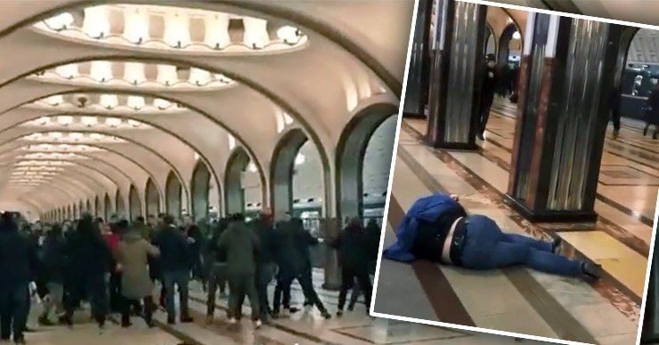 Массовая драка футбольных фанатов в московском метро попала на видео. Фото: Point.md.