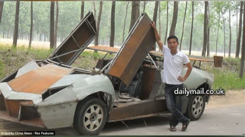 Chinezul de 28 de ani a început să îşi construiască propriul Lamborghini în mai, 2011