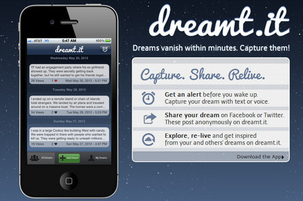 Dreamt It este o aplicaţie dedicată utilizatorilor de dispozitive iOS, poate fi descărcată din App Store.