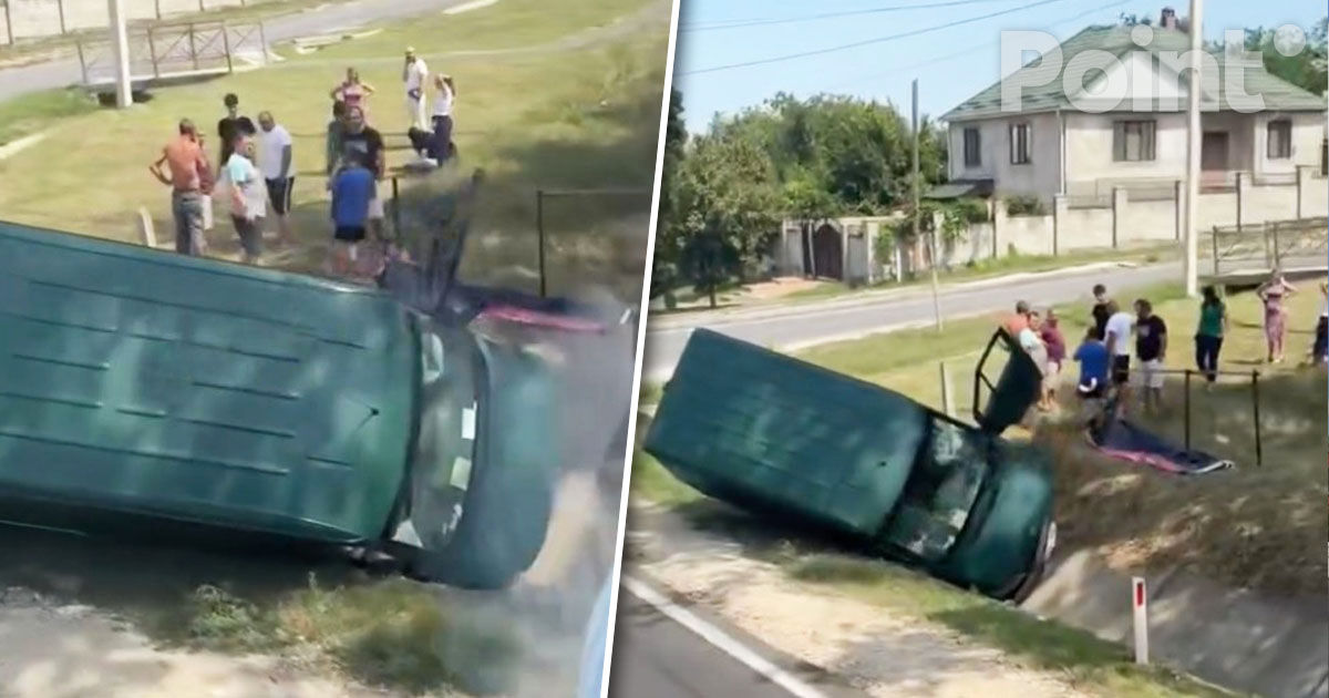 Accident la Orhei: O mașină s-a răsturnat într-un șanț.