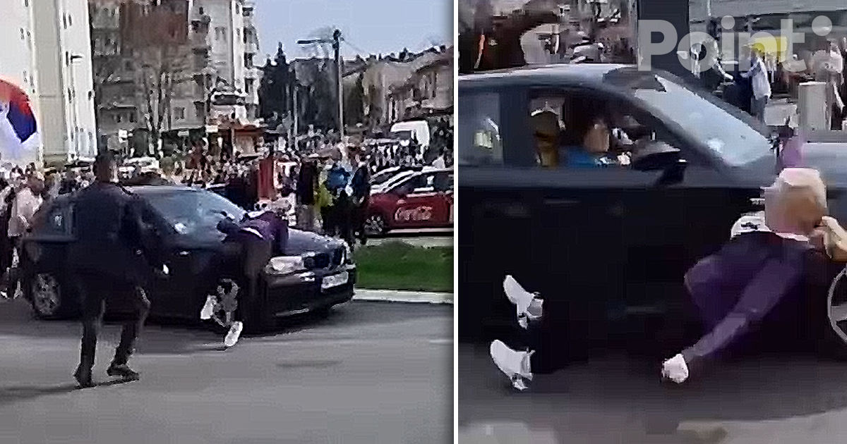 O mașină a intrat în mulțime la un miting din Serbia: Șoferul s-a opus arestării.