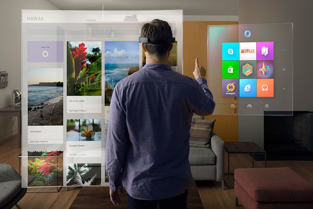 Очки HoloLens позволяют взаимодействовать с виртуальными объектами (голограммами) в реальном мире.