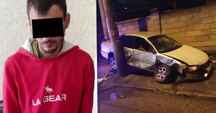 Полиция задержала мужчину, который угнал автомобиль и попал на нем в ДТП. Фото: Point.md.