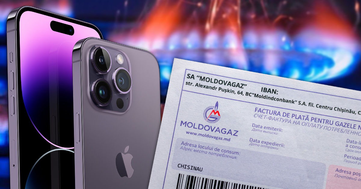 В Молдове iPhone 14 стоит столько же, сколько счет за газ за две морозные зимы. Коллаж: Point.md