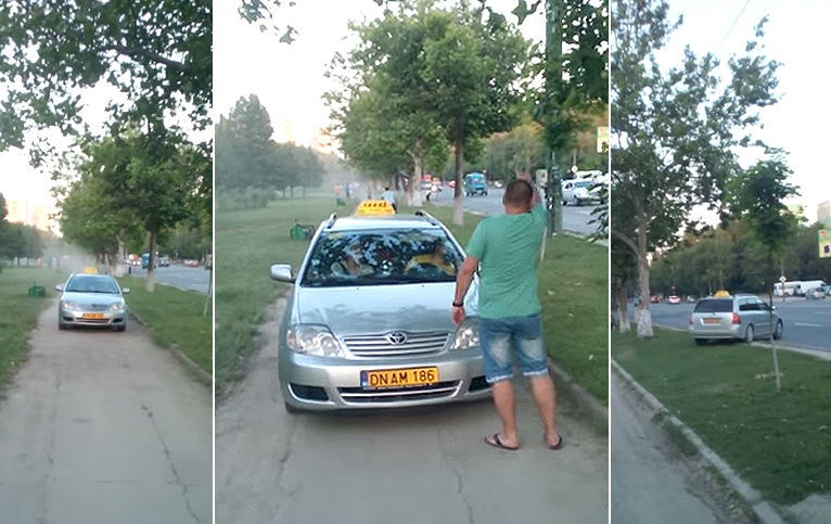 Кишиневцы не дали проехать такси про тротуару.