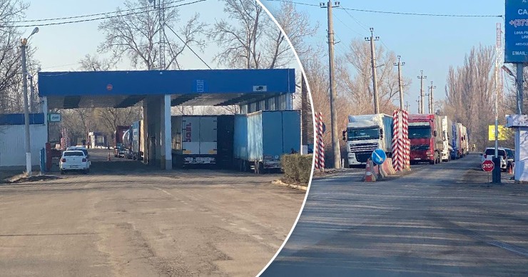 На КПП Крива-Мамалига образовались очереди, а в Скулянах стоят десятки грузовиков. Коллаж Point.md.