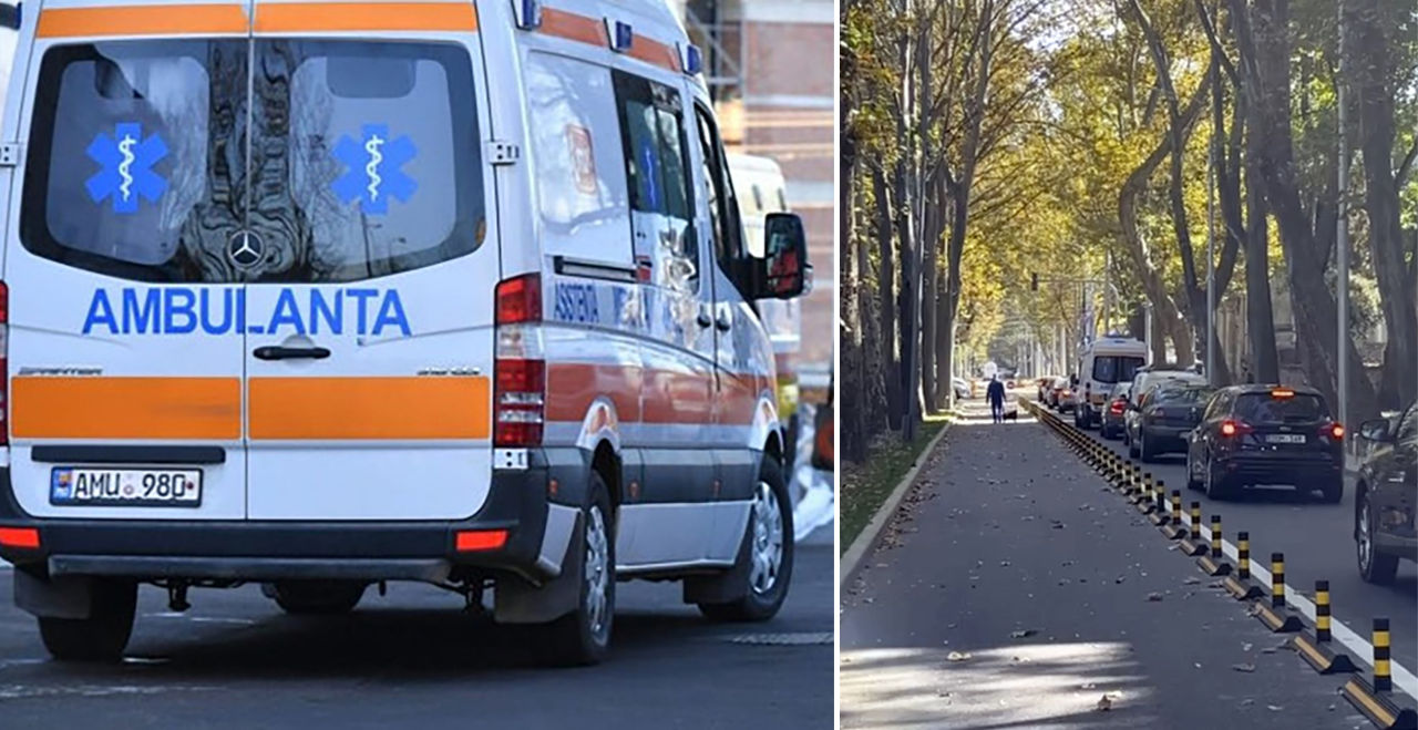 По отремонтированной улице 31 Августа с трудом проехала "скорая".