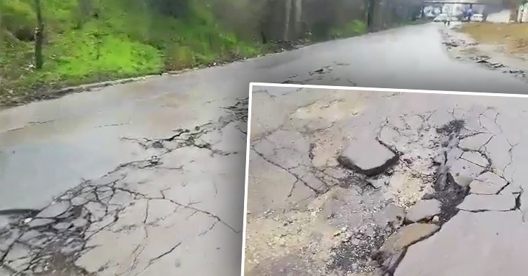 Недавний ремонт дороги на улице Пэдурий не выдержал и недели.