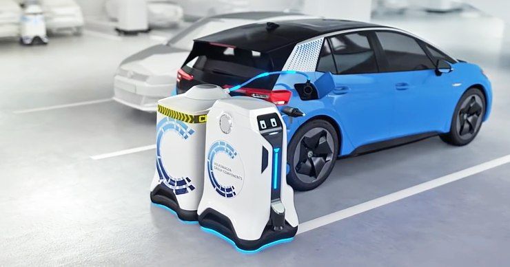 Компания Volkswagen представила мобильное устройство для подзарядки электрокаров. 