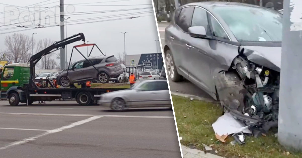 В Бельцах автомобиль врезался в опору ЛЭП.